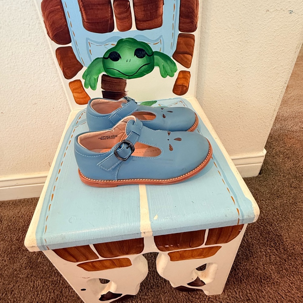 Blue Kids Leather Mary Jane Shoes